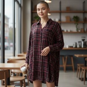 NWOT Plaid Button-Up Shirt Dress
